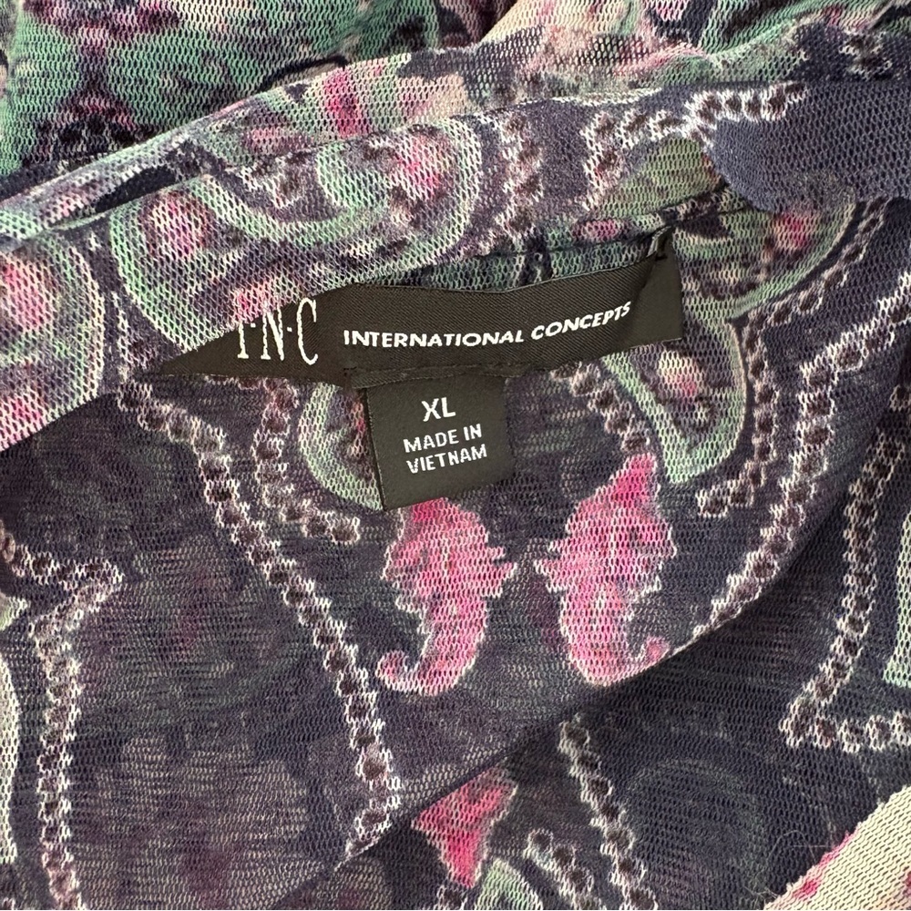 Y2K purple pink paisley sheer print long sleeve blouse top women’s XL boho indie - Picture 5 of 5